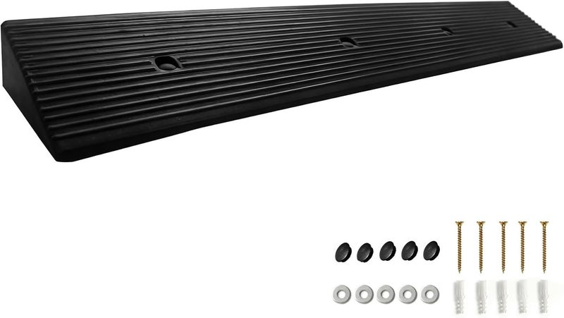 GANSNAY 1.6" Rise Rubber Ramp Threshold Ramps with Pre-Set Holes& Plugs, Longer Size 8000lbs Capacity, Non-Slip& Cuttable- for Doorways, Driveways, Warehouse, Patio, Shed- 1.6" Rise(39.3"×4.7") - Image 1
